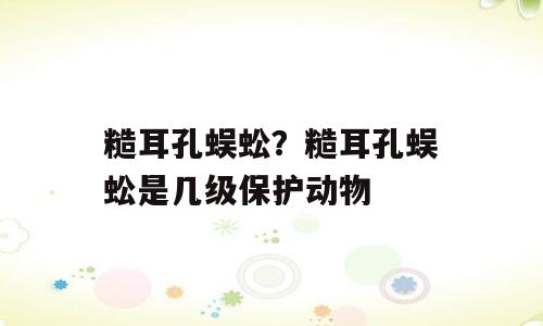 糙耳孔蜈蚣？糙耳孔蜈蚣是几级保护动物