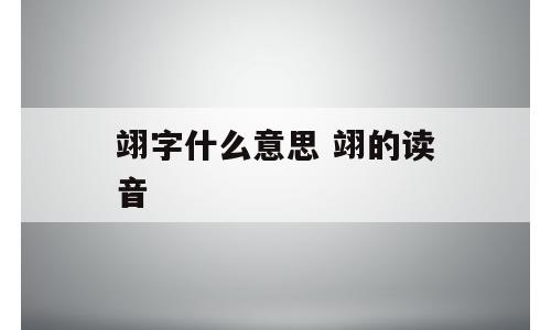 翊字什么意思 翊的读音