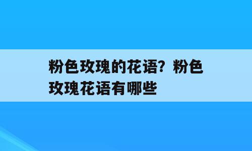 粉色玫瑰的花语？粉色玫瑰花语有哪些