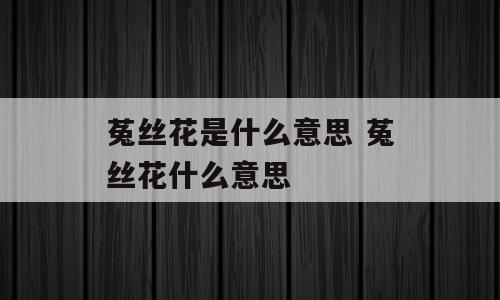 菟丝花是什么意思 菟丝花什么意思
