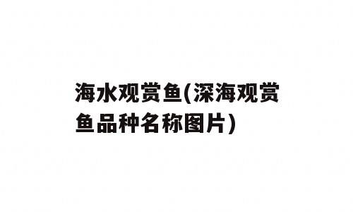 海水观赏鱼(深海观赏鱼品种名称图片)