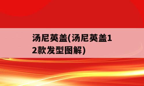汤尼英盖(汤尼英盖12款发型图解)