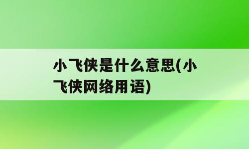 小飞侠是什么意思(小飞侠网络用语)