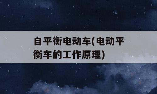 自平衡电动车(电动平衡车的工作原理)