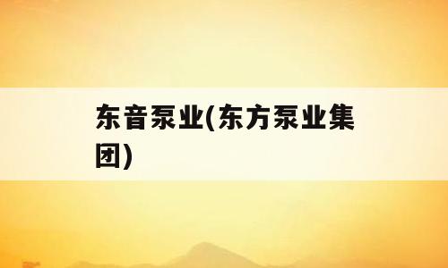 东音泵业(东方泵业集团)