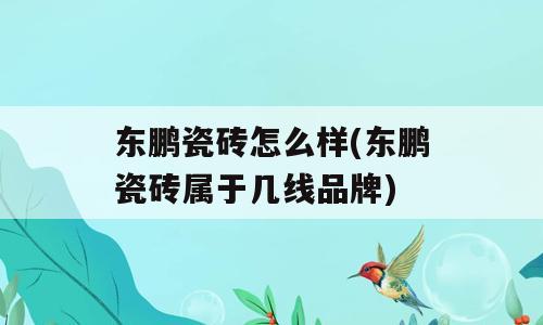 东鹏瓷砖怎么样(东鹏瓷砖属于几线品牌)