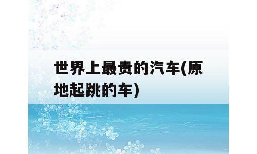 世界上最贵的汽车(原地起跳的车)