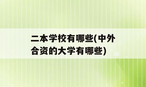 二本学校有哪些(中外合资的大学有哪些)