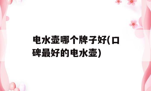 电水壶哪个牌子好(口碑最好的电水壶)