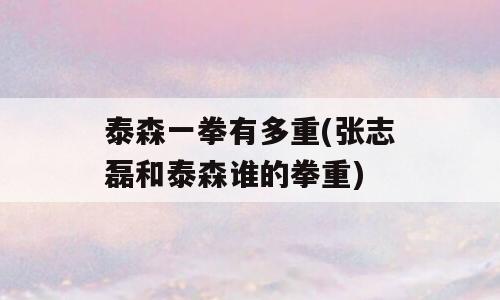 泰森一拳有多重(张志磊和泰森谁的拳重)