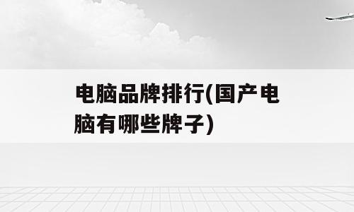 电脑品牌排行(国产电脑有哪些牌子)