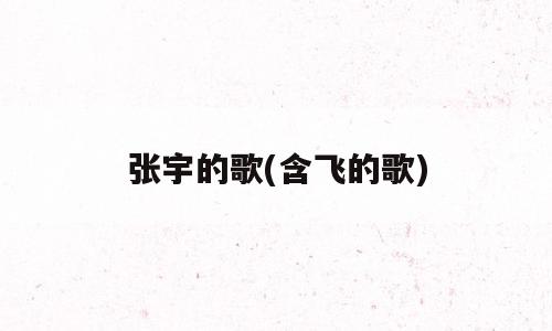 张宇的歌(含飞的歌)
