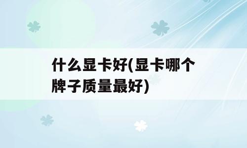 什么显卡好(显卡哪个牌子质量最好)