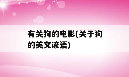 有关狗的电影(关于狗的英文谚语)