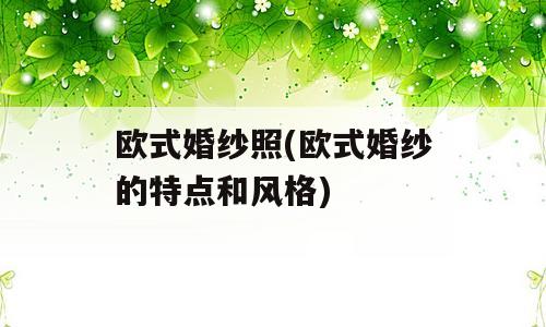 欧式婚纱照(欧式婚纱的特点和风格)