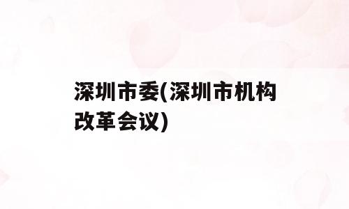 深圳市委(深圳市机构改革会议)