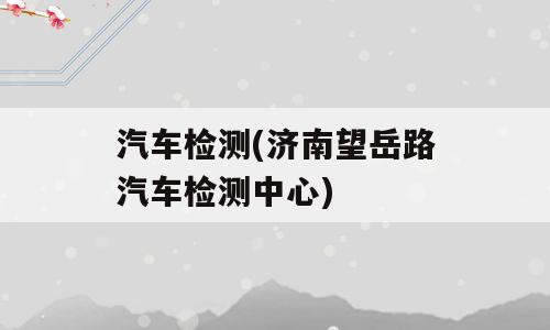 汽车检测(济南望岳路汽车检测中心)