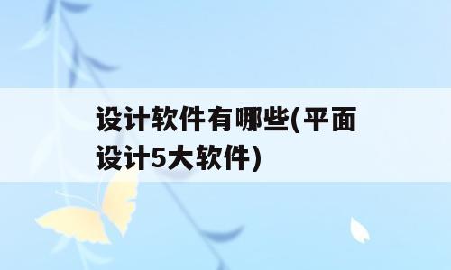 设计软件有哪些(平面设计5大软件)