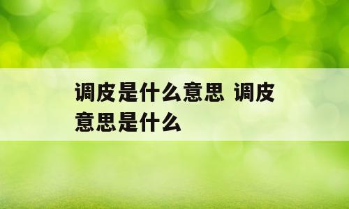 调皮是什么意思 调皮意思是什么