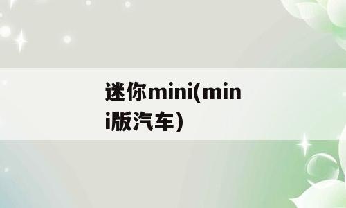 迷你mini(mini版汽车)