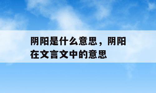 阴阳是什么意思，阴阳在文言文中的意思