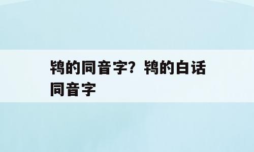 鸨的同音字？鸨的白话同音字