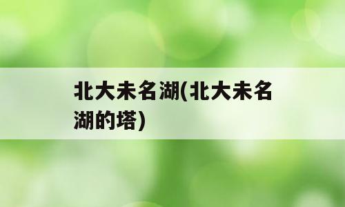 北大未名湖(北大未名湖的塔)