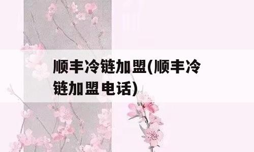 顺丰冷链加盟(顺丰冷链加盟电话)