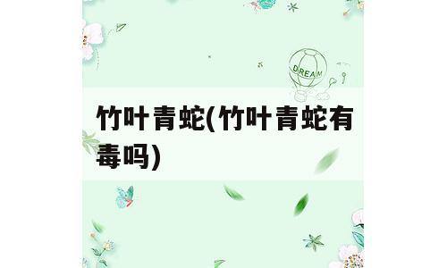 竹叶青蛇(竹叶青蛇有毒吗)