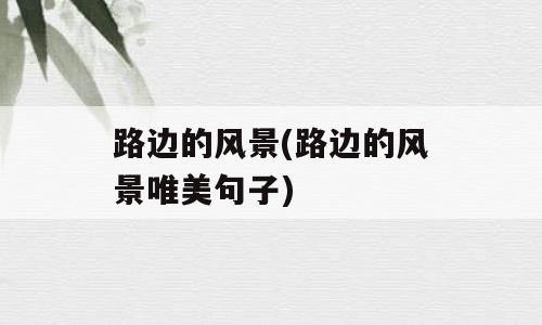 路边的风景(路边的风景唯美句子)