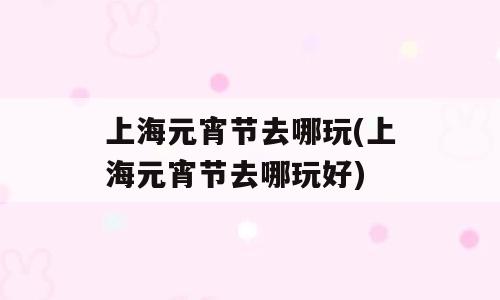 上海元宵节去哪玩(上海元宵节去哪玩好)
