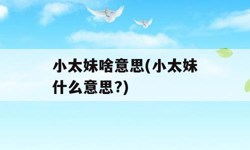小太妹啥意思(小太妹什么意思?)