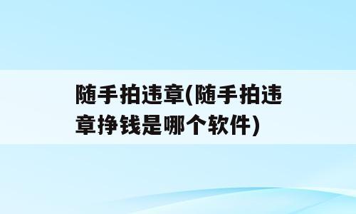 随手拍违章(随手拍违章挣钱是哪个软件)