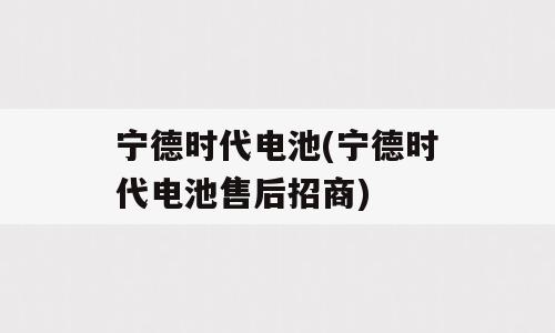 宁德时代电池(宁德时代电池售后招商)