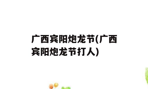 广西宾阳炮龙节(广西宾阳炮龙节打人)