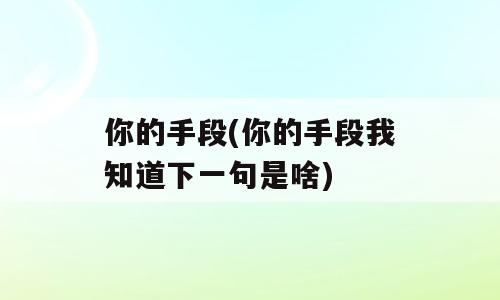 你的手段(你的手段我知道下一句是啥)