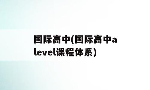 国际高中(国际高中alevel课程体系)