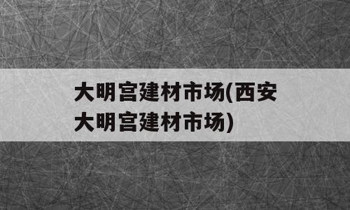 大明宫建材市场(西安大明宫建材市场)