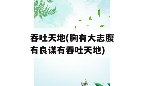吞吐天地(胸有大志腹有良谋有吞吐天地)