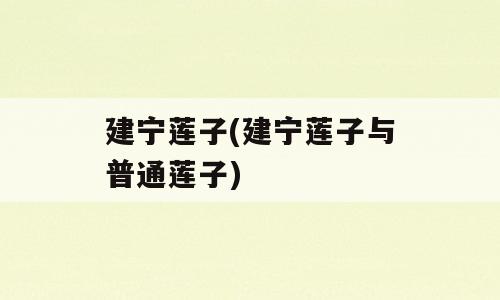 建宁莲子(建宁莲子与普通莲子)