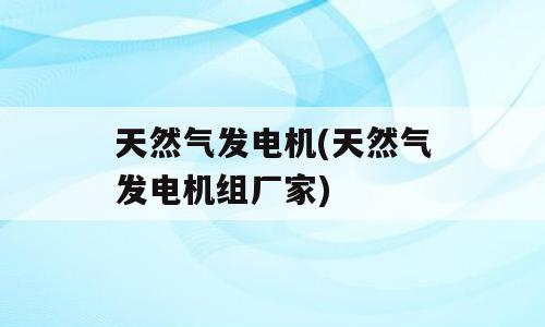 天然气发电机(天然气发电机组厂家)