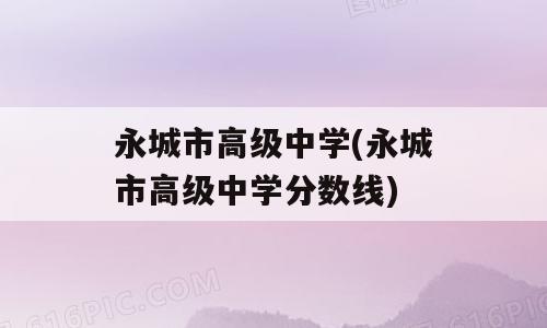 永城市高级中学(永城市高级中学分数线)
