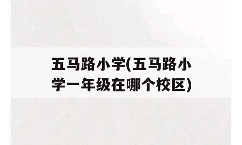 五马路小学(五马路小学一年级在哪个校区)