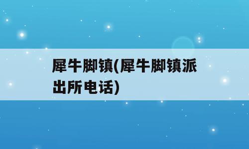 犀牛脚镇(犀牛脚镇派出所电话)