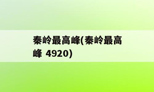 秦岭最高峰(秦岭最高峰 4920)