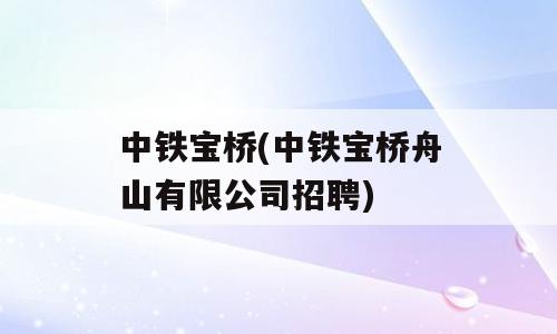 中铁宝桥(中铁宝桥舟山有限公司招聘)