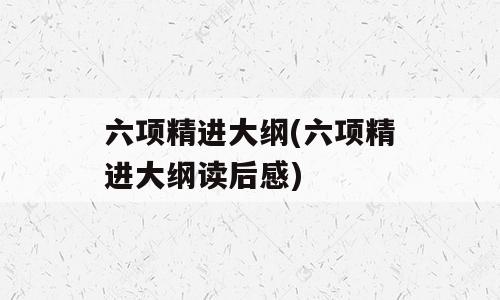 六项精进大纲(六项精进大纲读后感)