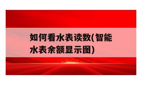 如何看水表读数(智能水表余额显示图)
