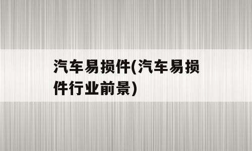汽车易损件(汽车易损件行业前景)