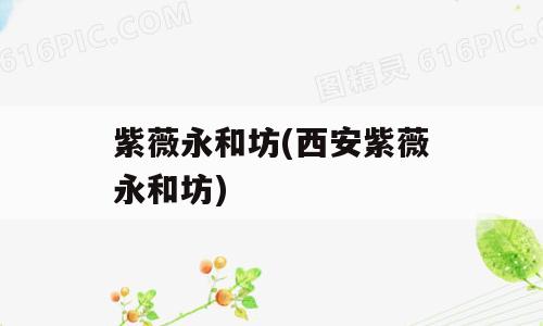 紫薇永和坊(西安紫薇永和坊)